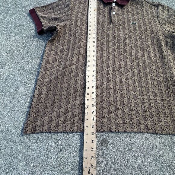 Lacoste Live Monogram Jacquard Polo Shirt Mens 3XL Unisex Classic Fit Brown - Picture 3 of 8